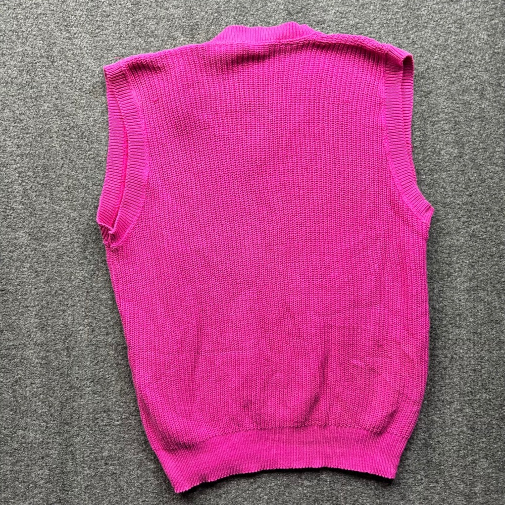 Vintage Gap Sweater Vest Womens Medium Pink 100% Cotton Shaker Knit Union USA - Picture 2 of 12